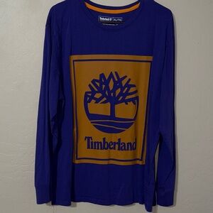 Timberland Purple Long Sleeve Tee with Mustard Graphic